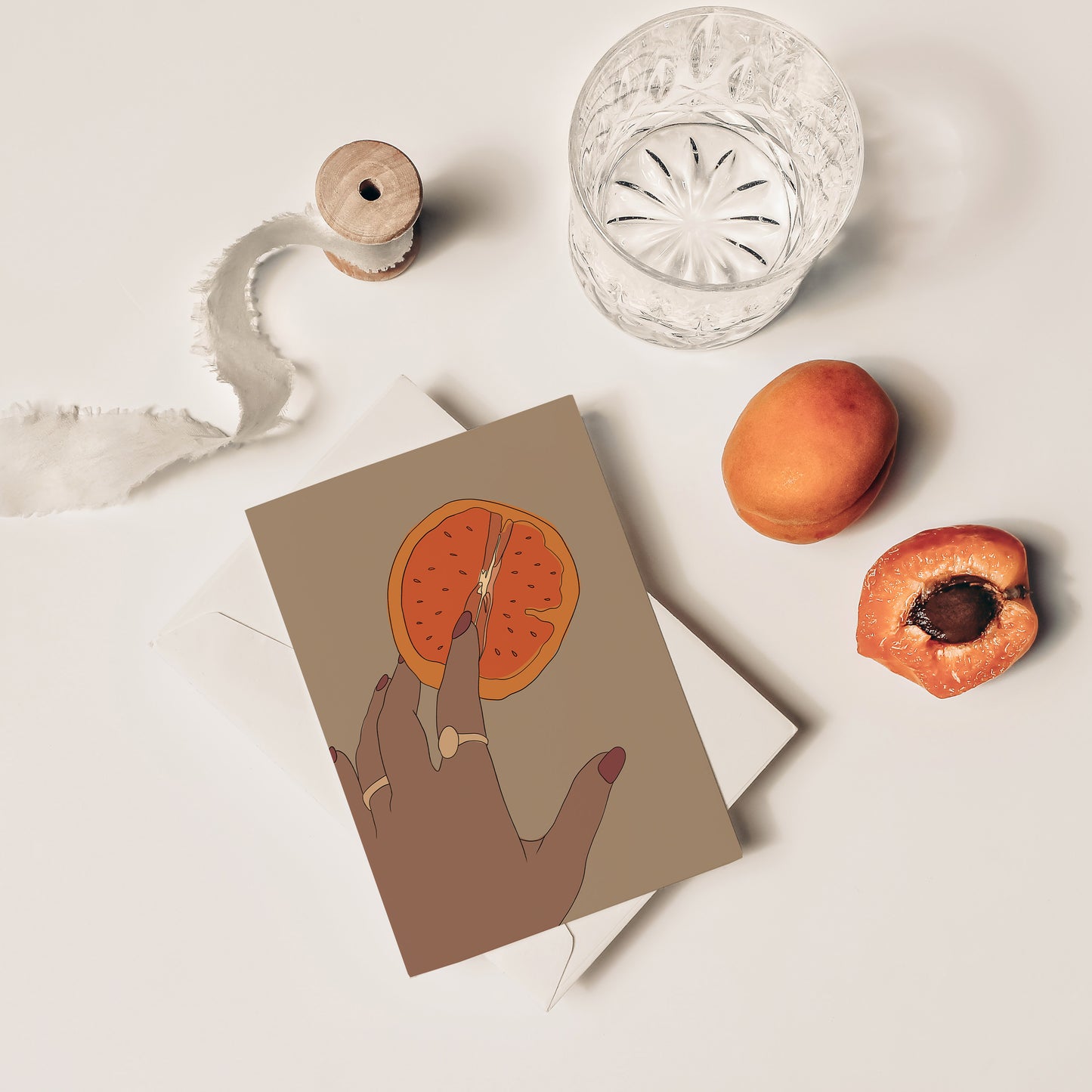 Erotic Fruit - art print postcard - Ansichtkaart - Orange, Sinaasappel