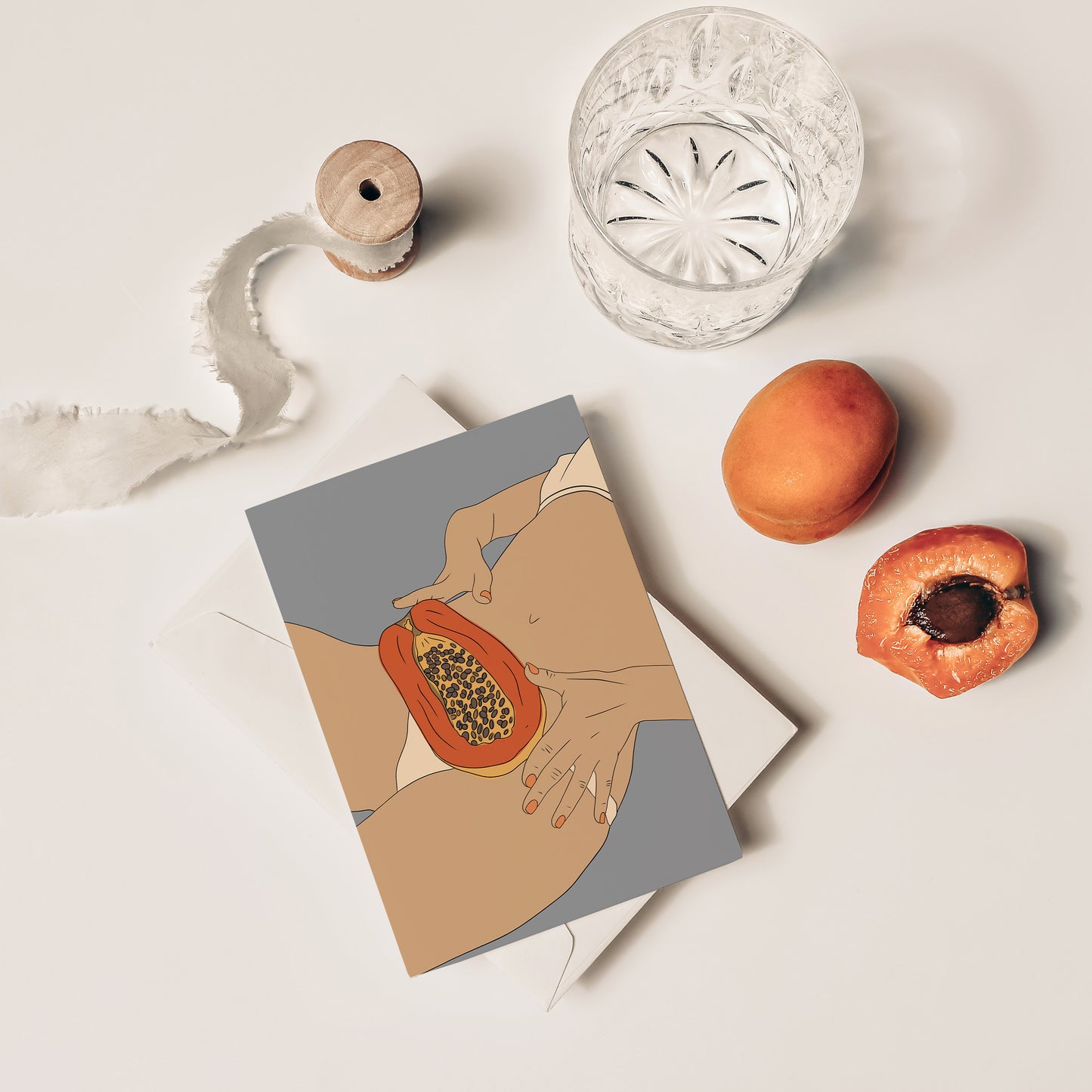 Erotic Fruit - art print postcard - Ansichtkaart - Papaya, Fruit